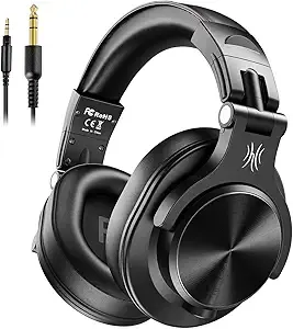 OneOdio A70 Bluetooth Over Ear Headphones, Wireless Headphones with 72H Playtime, Hi-Res, Built-in Mic, 3.5mm/6.35mm Wired Audio Jack for Studio Monitor & Mixing DJ Guitar AMP, Computer Laptop PC
